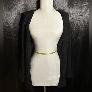 Kim Rogers Black Open Knit Cardigan Sweater – Classic Layering Piece